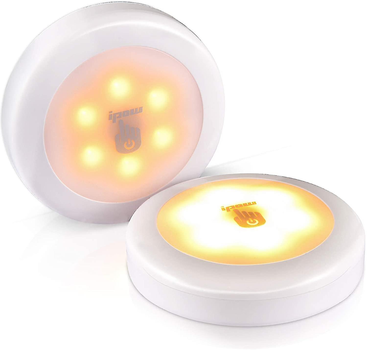 2 Pcs Wireless Touch Lamp，dimmable Self-adhesive Night Light，battery Operated Led Lamp，warm Light Wa