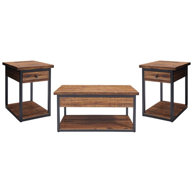 Claremont Rustic Wood Coffee Table And End Table Set With Drawer White Alaterre Furniture