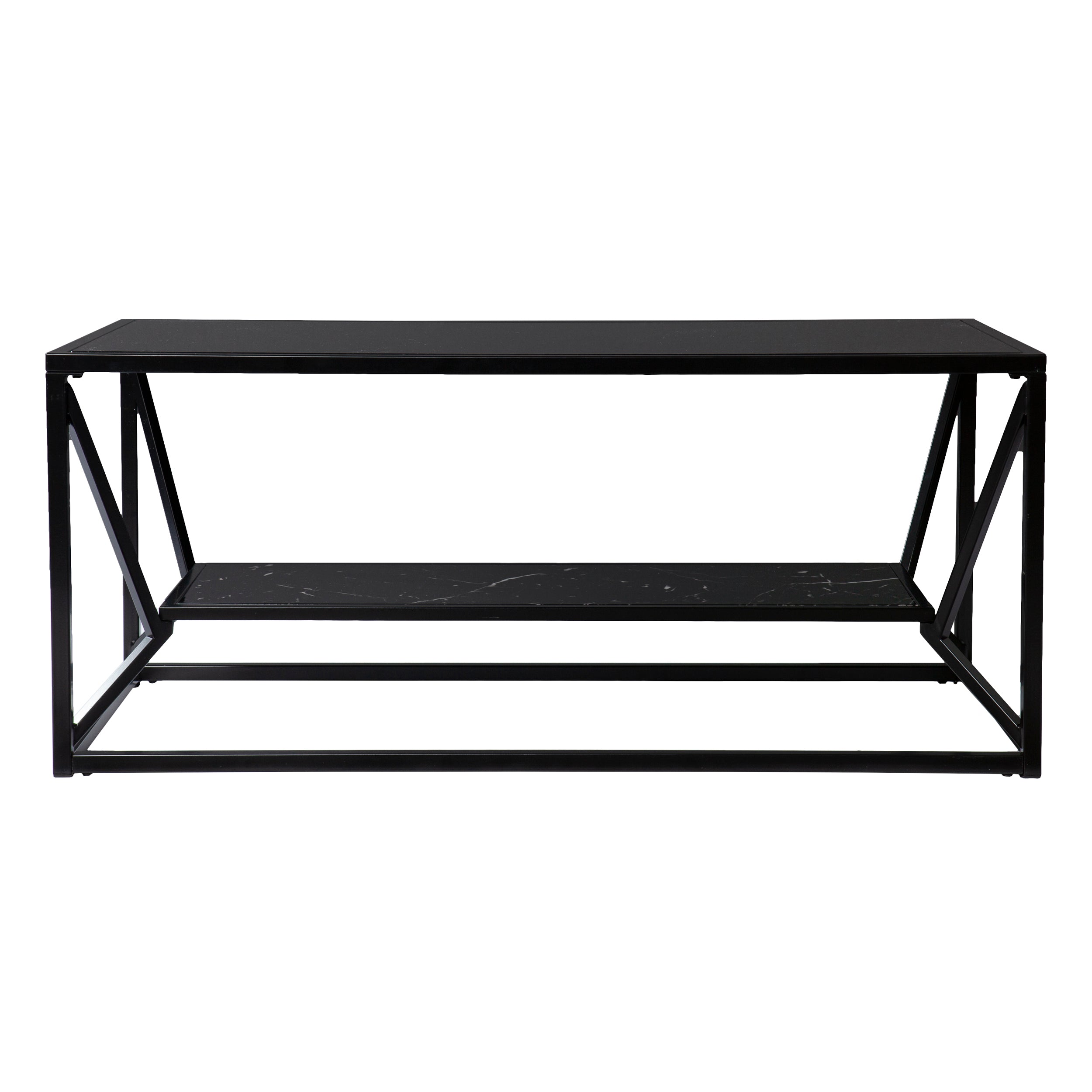 Southern Enterprises Argalla Modern Faux Marble Rectangle Coffee Table, Black