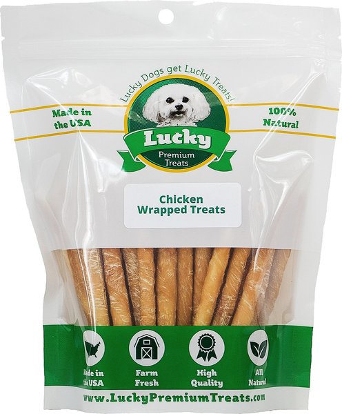 Lucky Premium Treats Small Chicken Wrapped Rawhide Dog Treats