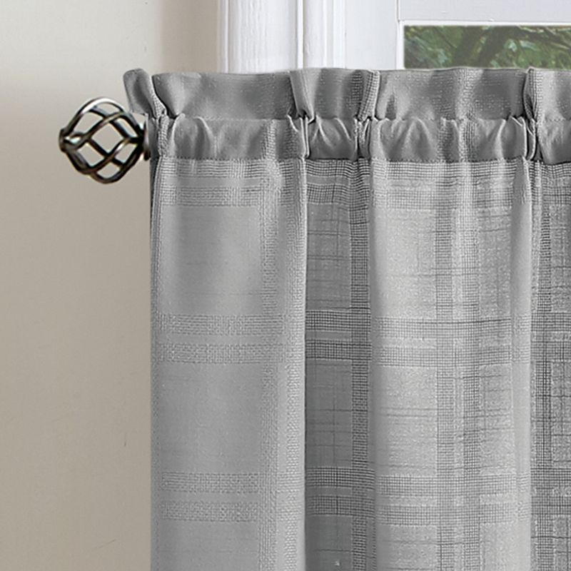 Martha Stewart Bedford Woven Plaid Rod Pocket Top Tier and Valance Window Curtain Panels