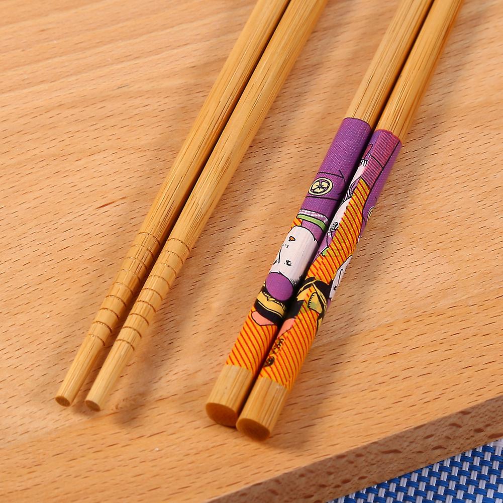 5 Pairs Japanese Family Style Bamboo Chopsticks Gift Box Chop Sticks Set Maid Pattern Notched