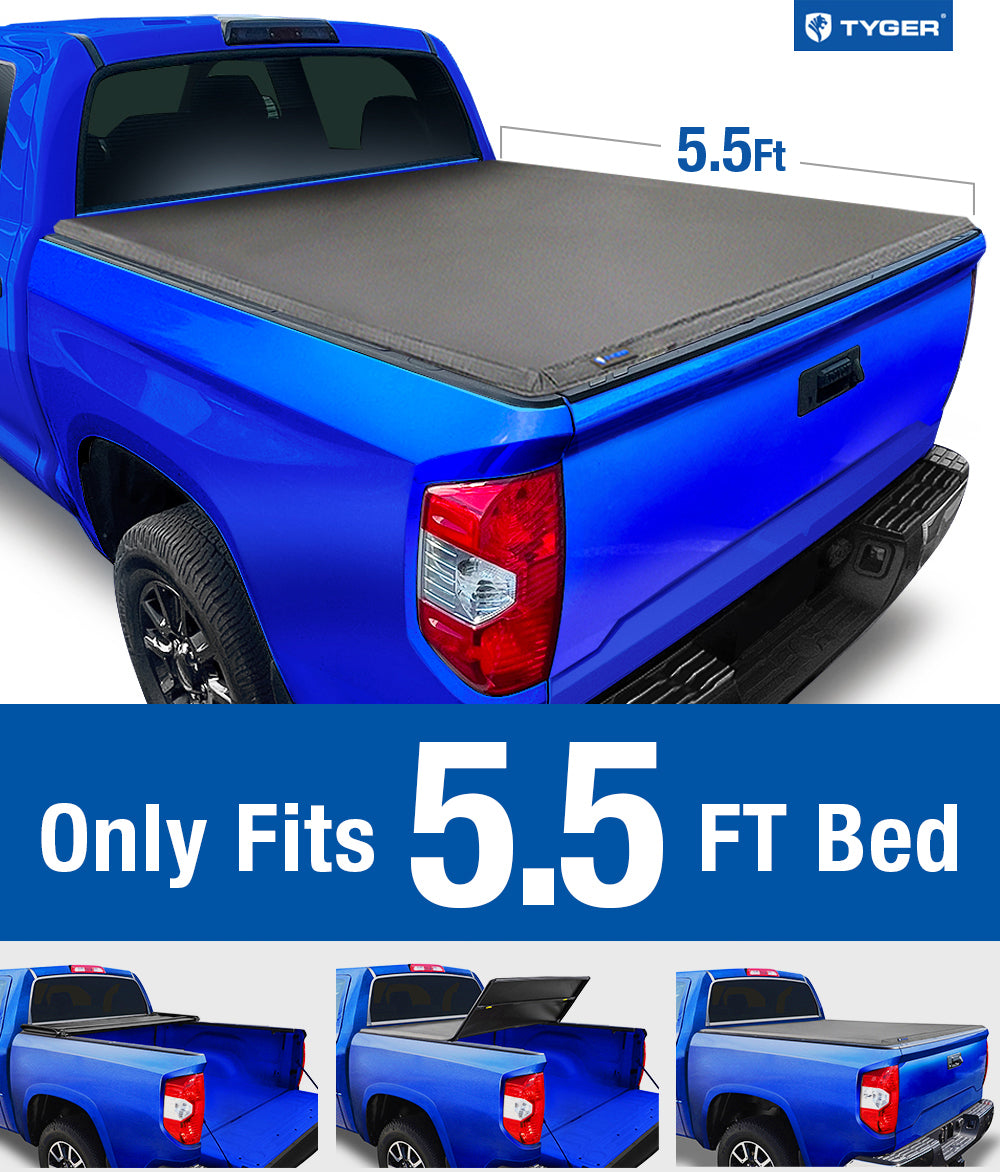 Tyger Auto T3 Soft Tri-fold Truck Bed Tonneau Cover Compatible with 2022-2023 Toyota Tundra | 5.5' Bed | TG-BC3T1062 | Vinyl