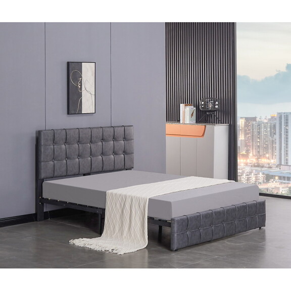 Full Size Bed Frame  Upholstered Platform Bed with...