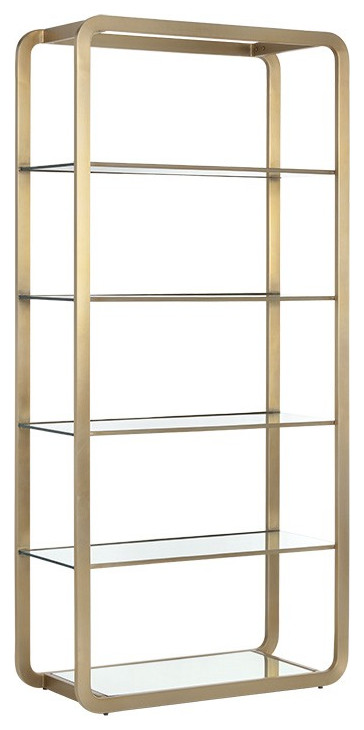 Ambretta Bookcase  Large  Gold/Clear Glass   Contemporary   Bookcases   by Sunpan Modern Home  Houzz