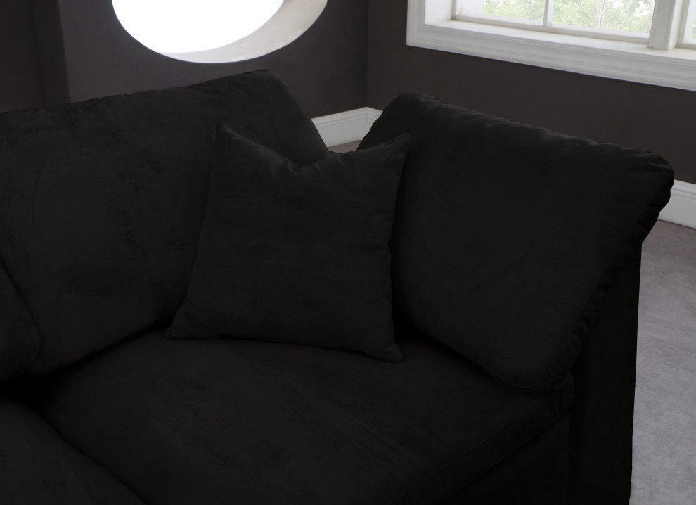 Cozy Velvet Upholstered Comfort Modular Sofa   Transitional   Sectional Sofas   by Meridian Furniture  Houzz