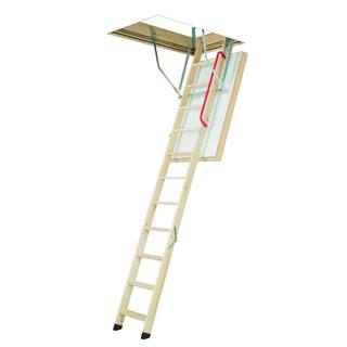 Fakro LWT 7 ft. 8 in. - 10 ft. 1 in. 30 in. x 54 in. Super-Thermo Wooden Attic Ladder with 300 lbs. Load Capacity 66895