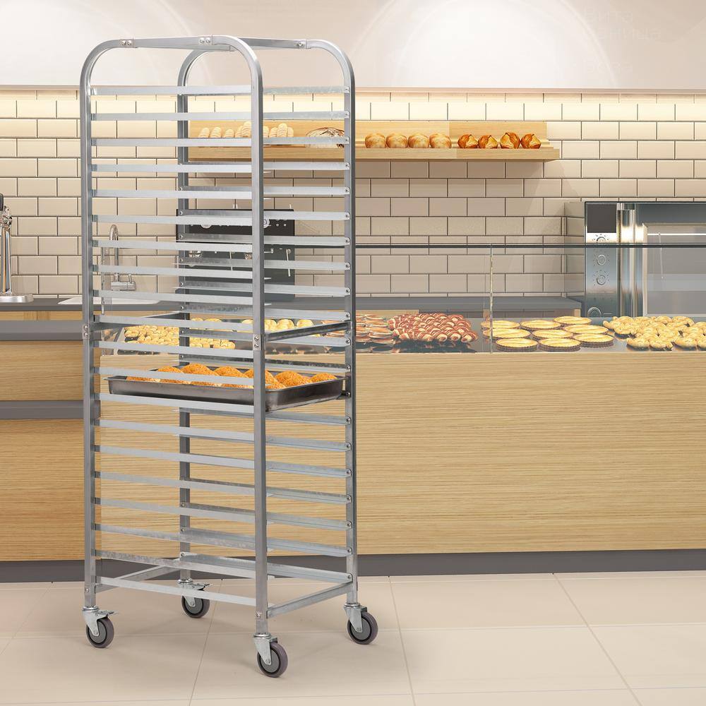 cadeninc 20-Tier Rolling Metal Pie Plate Cart with Wheels in Silver MIX-LQSY-285