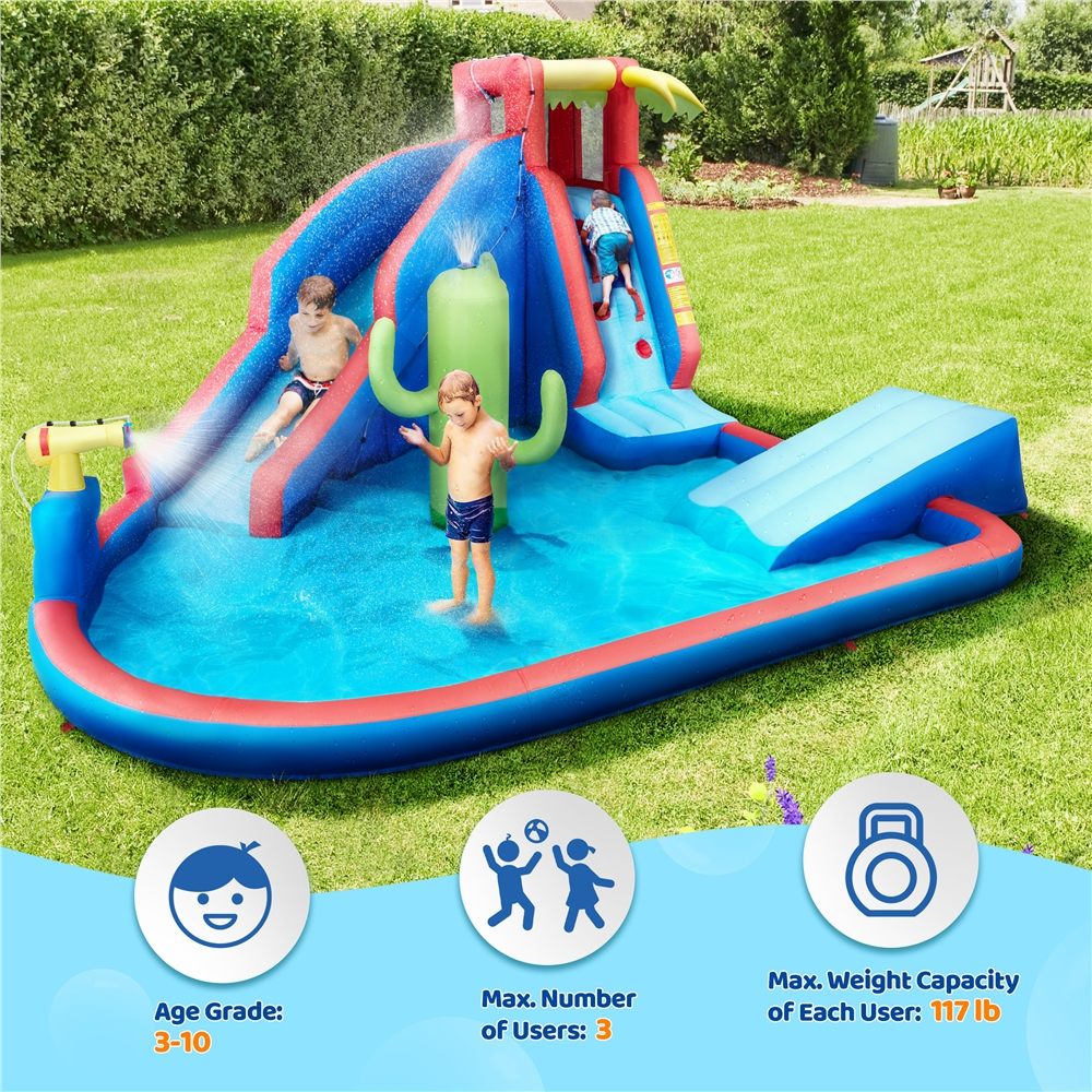 SmileMart 15.2′ L x 13.4′ W x 7.5′ H Inflatable Water Slide with Storage Bag & 520 W ETL-Certified Blower for Kids