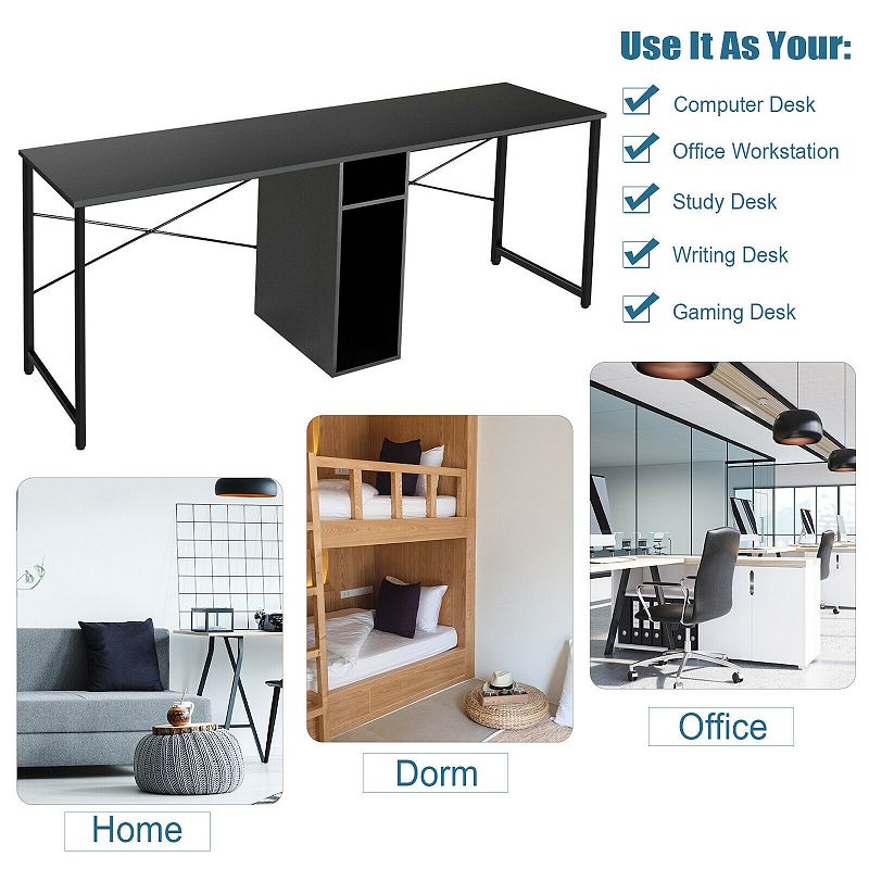 79 Inches Multifunctional Office Desk for 2 Person with Storage