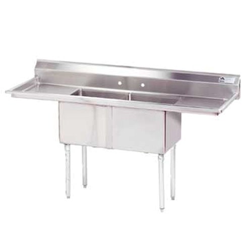 Advance Tabco FE-2-2424-24RL-X Fabricated NSF Sink， 2-Compartment， 24