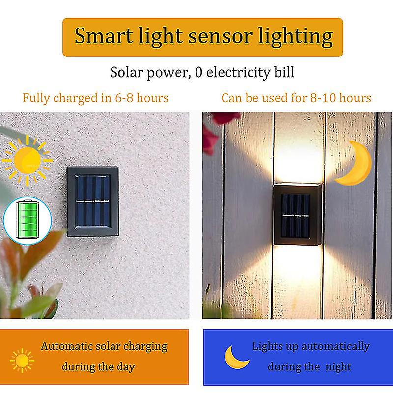 2pc Smart Solar Led Outdoor Light Waterproof Garden Decor Lamps For Balcony Courtyard Street Wall Light Garden Outdoor Solar Lamp