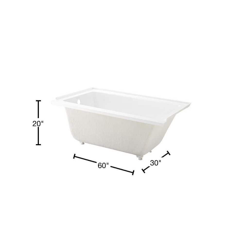 Swiss Madison Voltaire 60 x 30 in Acrylic LeftHand Drain with Integral Tile Flange Rectangular Dropin Bathtub in White