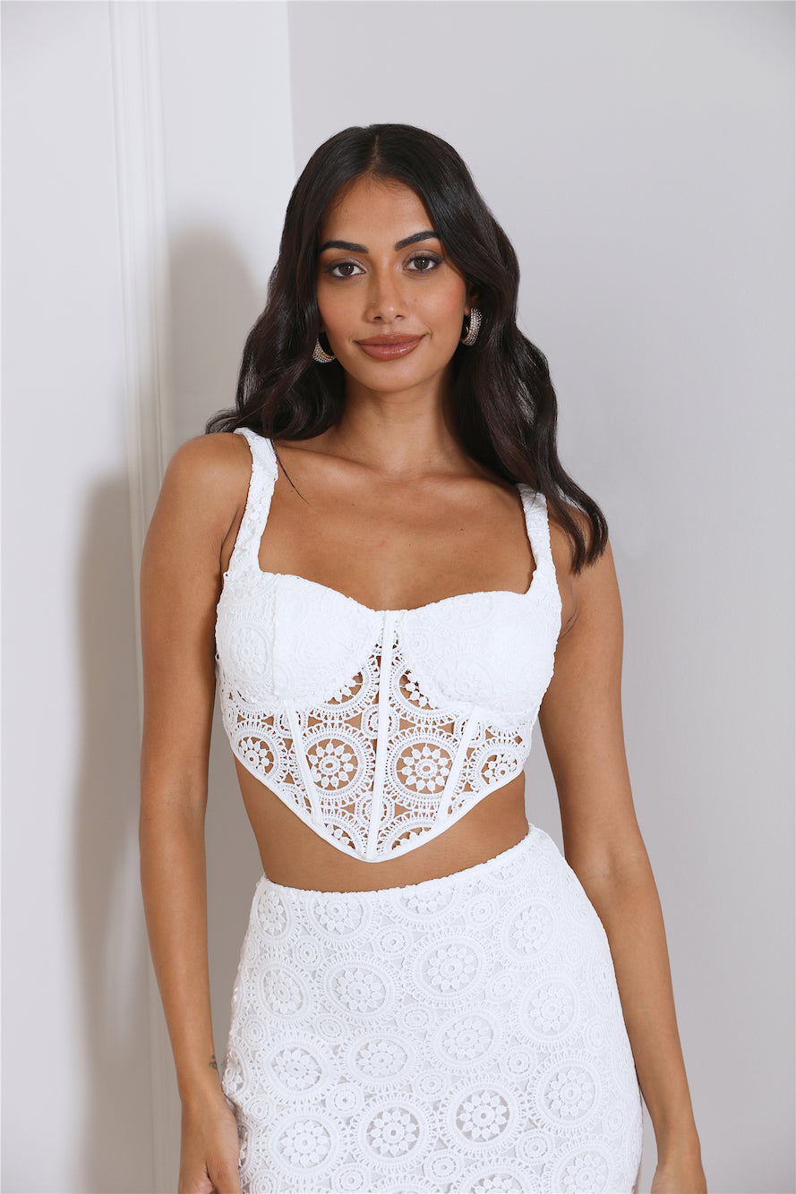 Pretty Shadows Crop Top White