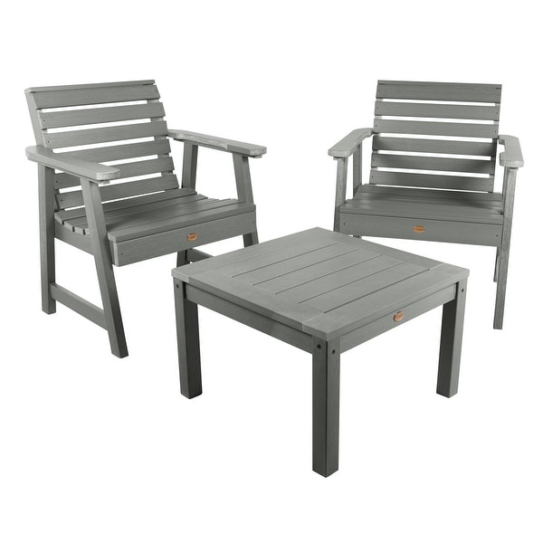 2 Highwood Weatherly Garden Chairs with 1 Square Side Table