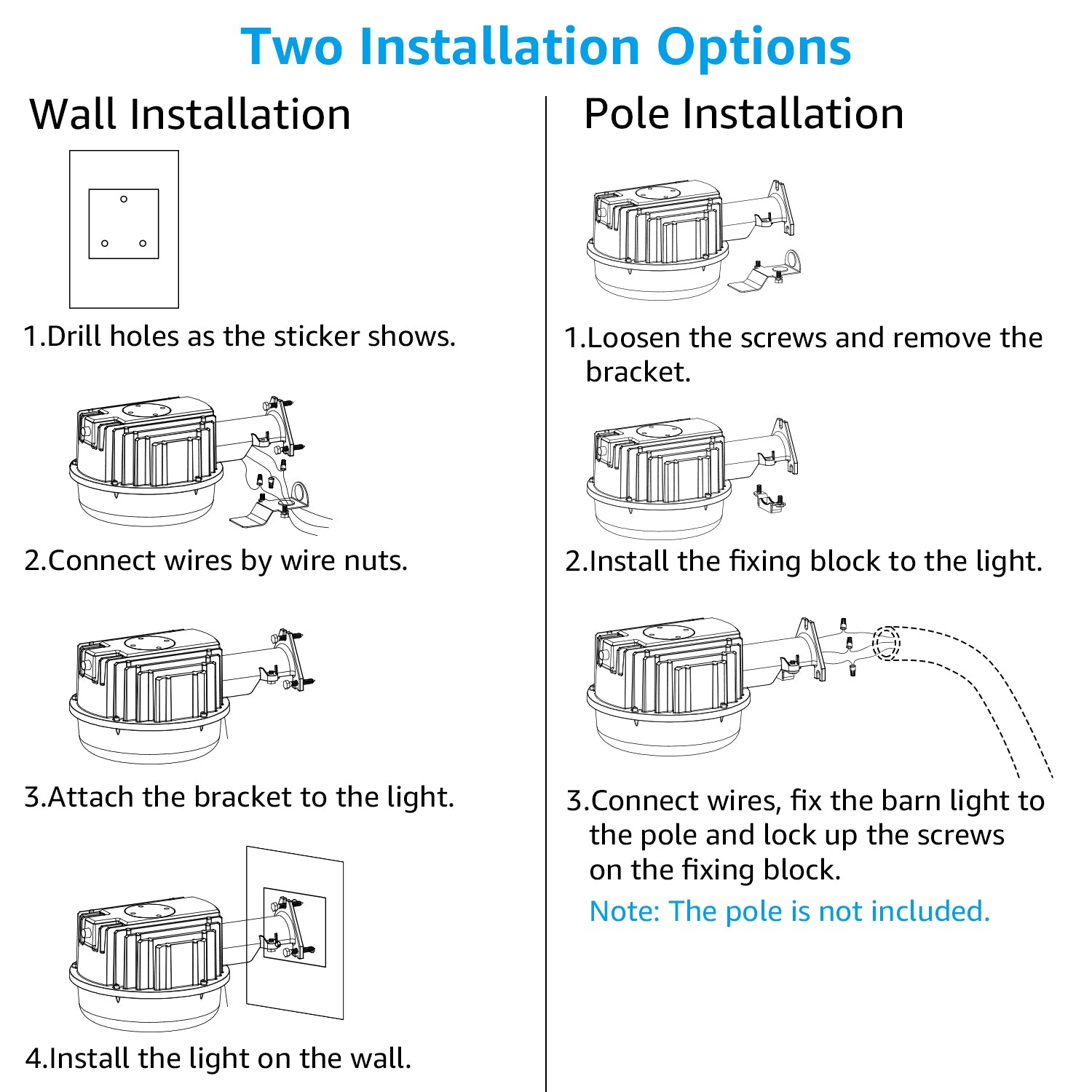 Dusk to Dawn Barn Light， LED 80W Security Lights， 800W Equivalent， 5000K Daylight