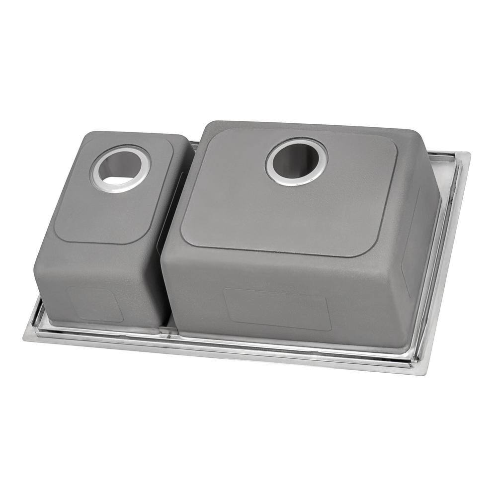 Ruvati 33 in. Double Bowl Drop-in 16-Gauge Stainless Steel Kitchen Sink 7030 RVM5173