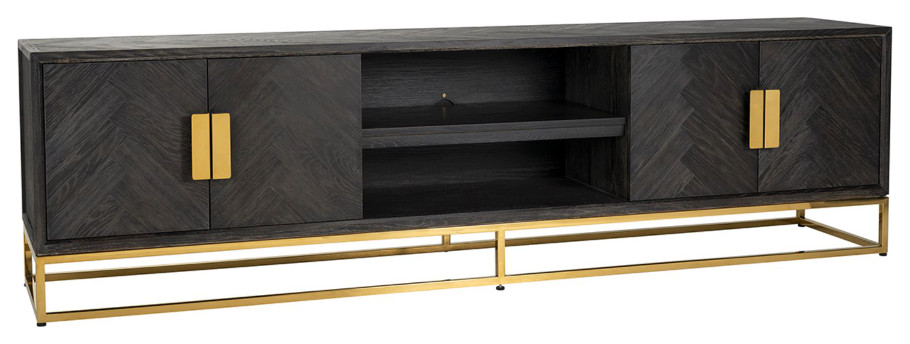 Oak Chevron 4 Door TV Unit  OROA Blackbone   Contemporary   Entertainment Centers And Tv Stands   by Oroa   Distinctive Furniture  Houzz