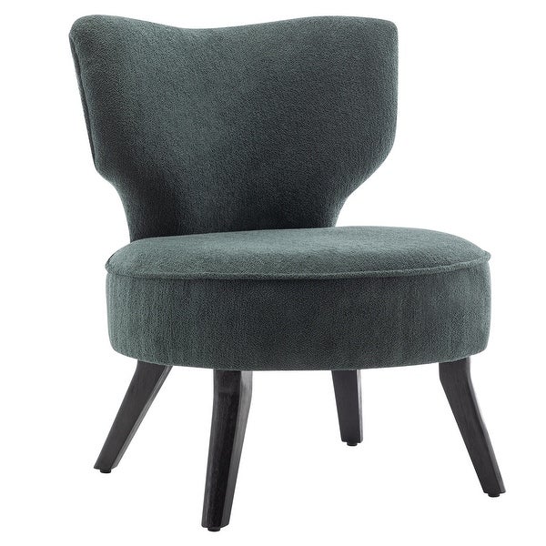 Teddy Velvet Single Accent Chair Small Armless Chair with Wooden Legs