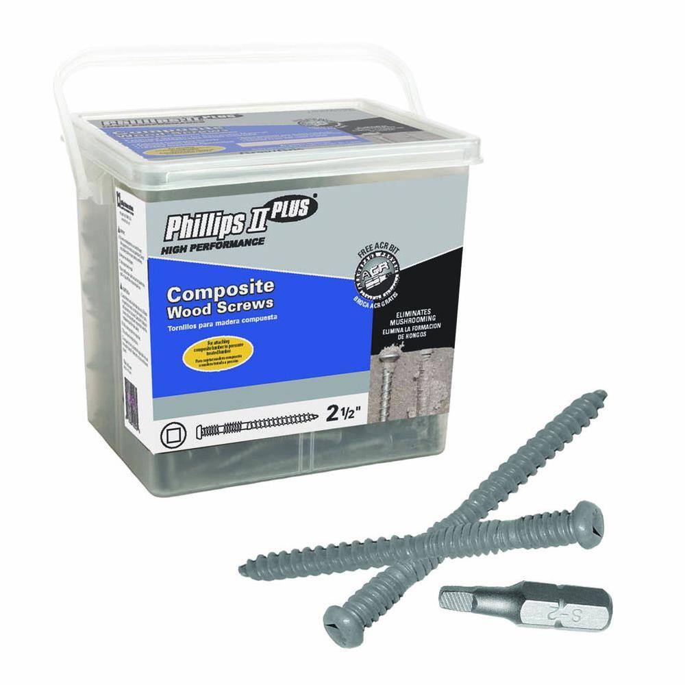 Phillips II Plus #10 2-12 in. Internal Square Button-Head Composite Deck Screws (5 lb.-Pack) 34255