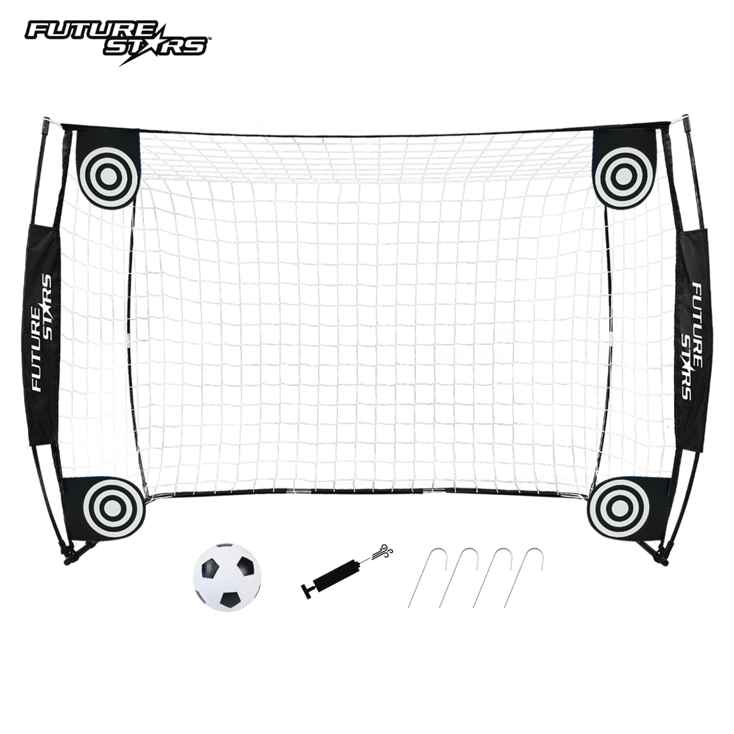 Future Stars 7ft Flex Soccer Goal Combo Set - 1 7ft Flex Net， 4 Targets， 1 Soccer Ball and Pump! Soccer Game in a Box!