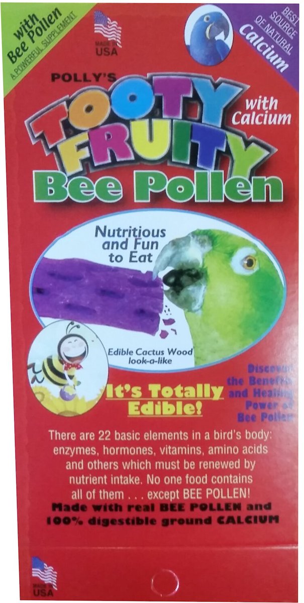 Polly's Pet Products Tooty Fruity Bee Pollen Small Bird Perch， Flavor Varies