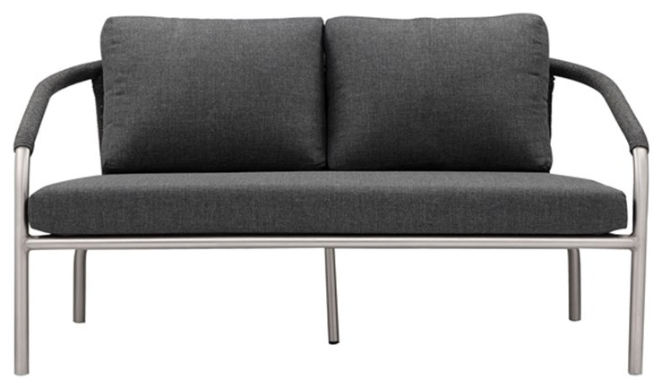 Pangea Home Chelsea Two Seater Modern Aluminum Sofa in Slate Gray   Beach Style   Loveseats   by Homesquare  Houzz