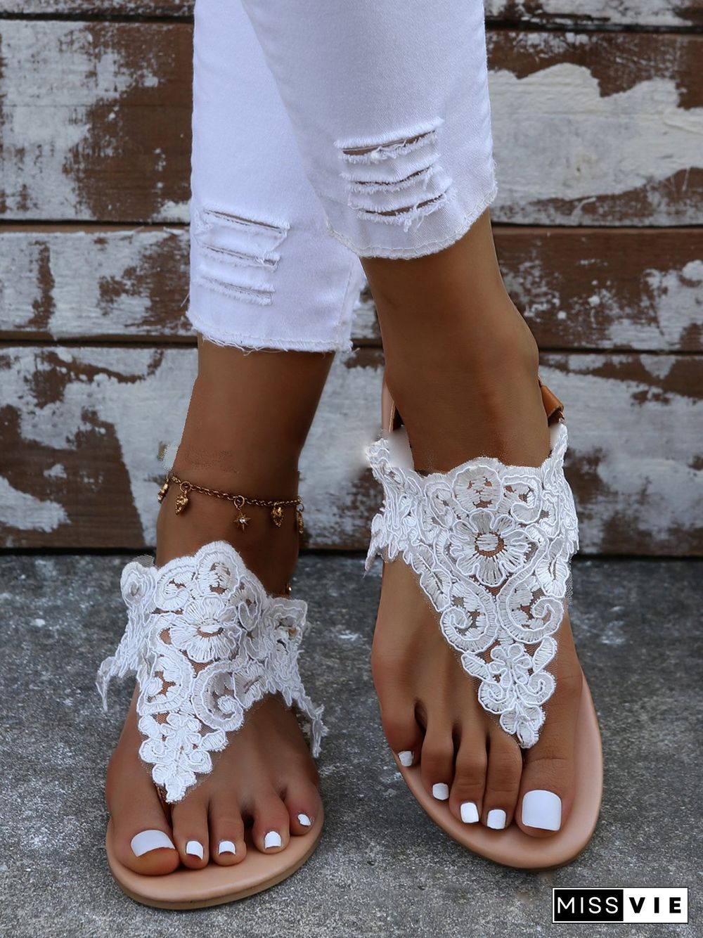 White Lace Beach Resort Bridal Sandals