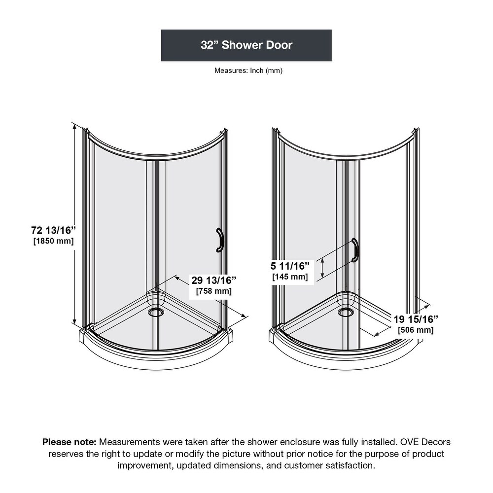 Ove Decors Breeze 32 in. Black Shower Kit with Clear Glass Panels and Base included