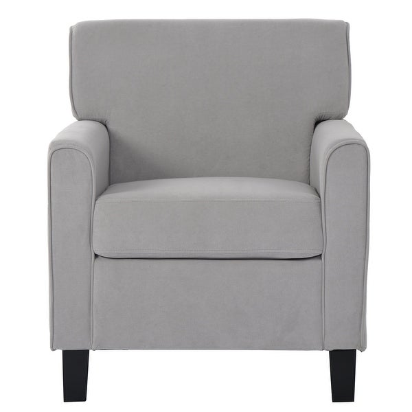 Linen Upholstered Accent Armchair with Tapered Solid Wood Legs and Square Arm