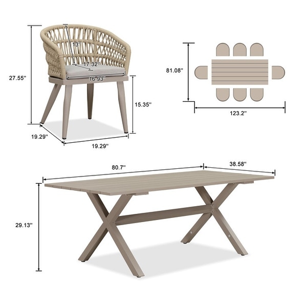 PURPLE LEAF PE Rattan Outdoor Patio Furniture Dining Set with All Aluminum Frame