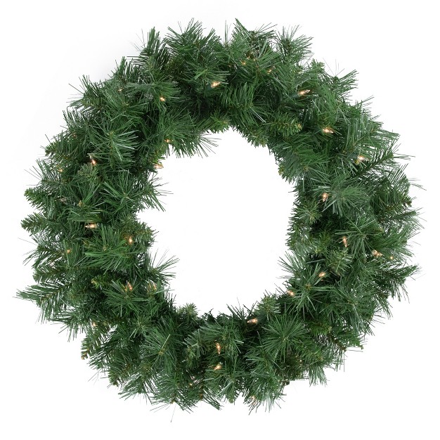 Northlight Pre lit Chatham Pine Artificial Christmas Wreath 24 inch Clear Lights