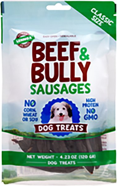 Lennox Beef and Bully Sausages Dog Treats， 4.29-oz bag