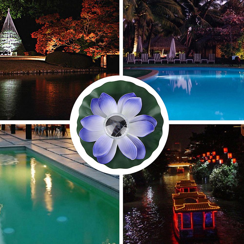 Solar Pond Pool Lights LED Color Changing Lotus Flower Waterproof Floating LampPurple