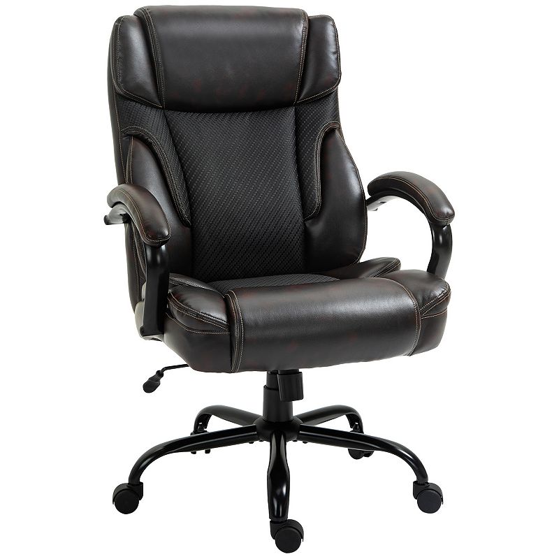 Vinsetto 484LBS Big and Tall Ergonomic Executive Office Chair with Wide Seat High Back Adjustable Computer Task Chair Swivel PU Leather Brown