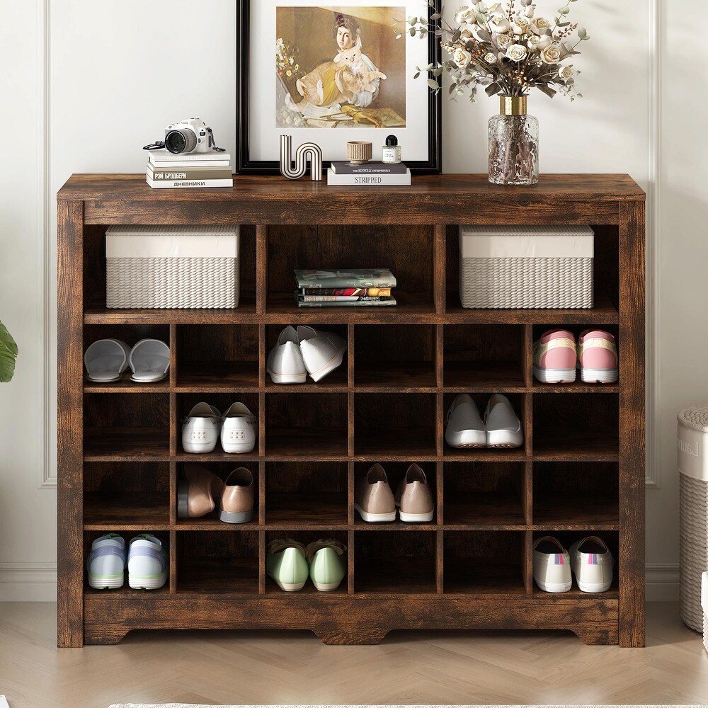 Contemporary 24 Cubby Shoe Console: Stylish  High Quality Storage Solution