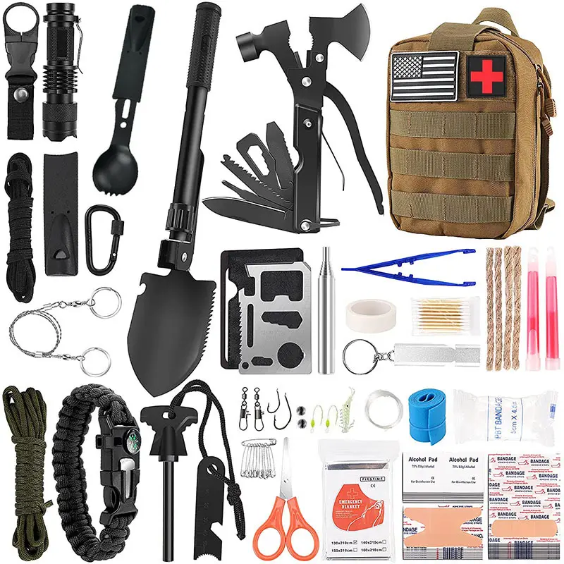 Supuer survival kit tools camping hiking bug out bag  outdoor emergency kit SOS tactical first aid kits