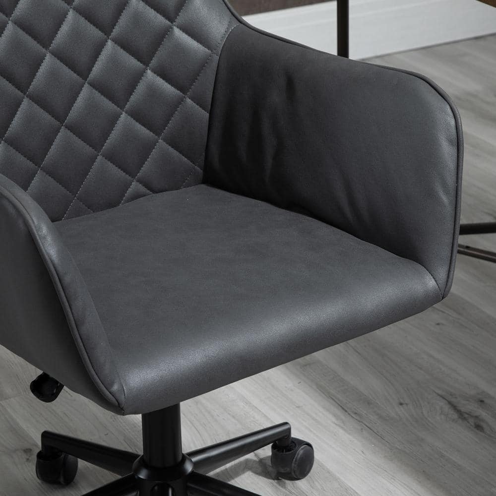 Vinsetto Dark Grey, Mid Back Modern Home Office Chair Swivel Computer Desk Chair with Adjustable Height, Microfiber Cloth 921-371V80CG