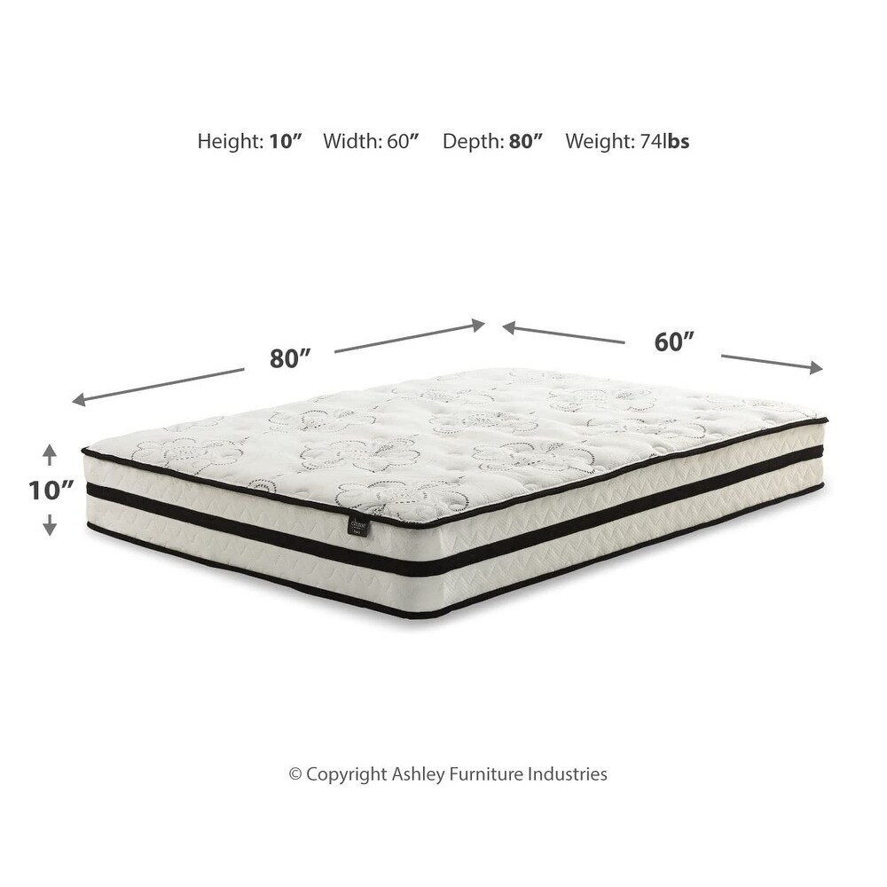 Chime 10 Inch Medium Firm Hybrid Mattress  CertiPUR US Certified Foam  Queen  White