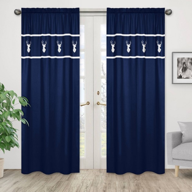 Sweet Jojo Designs Window Panels Navy amp Mint Woodsy 2pk