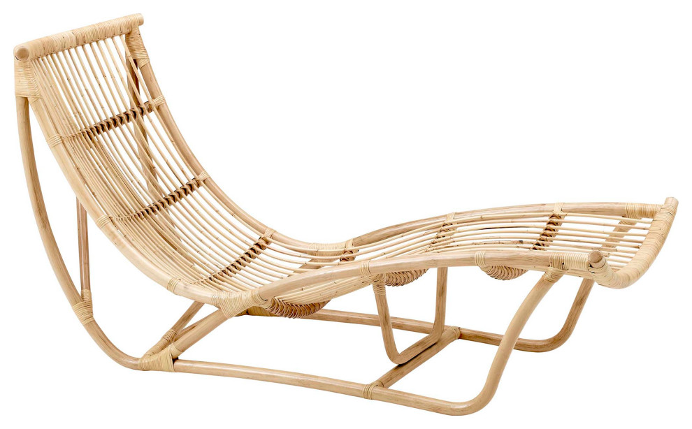 Michelangelo Rattan Chaise Lounge   Natural   Tropical   Indoor Chaise Lounge Chairs   by Sika Design  Houzz