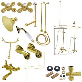 Kingston Brass Vintage Combo Set 3-Handle Claw Foot Tub Faucet with Shower Set in Polished Brass HCCK1142AX