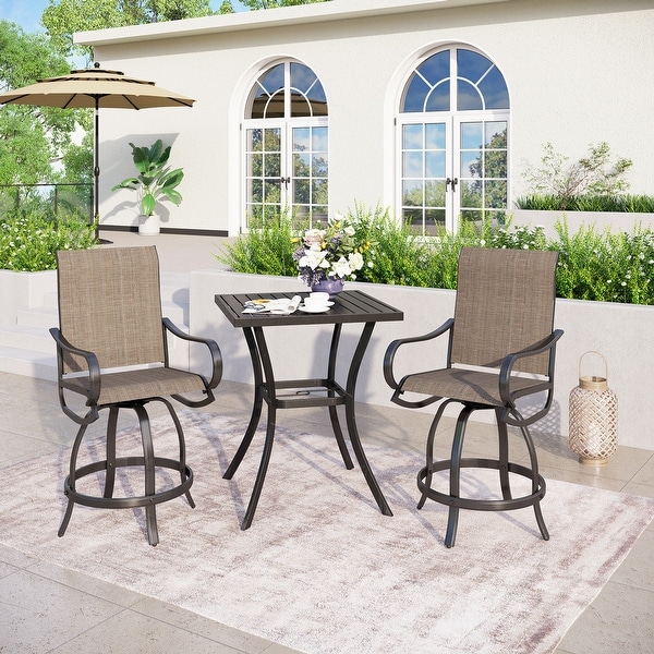 MAISON ARTS 3/5Piece Patio Bar Stool Set of 1 Bar Table and 2/4 Textilene Swivel High Bar Stools