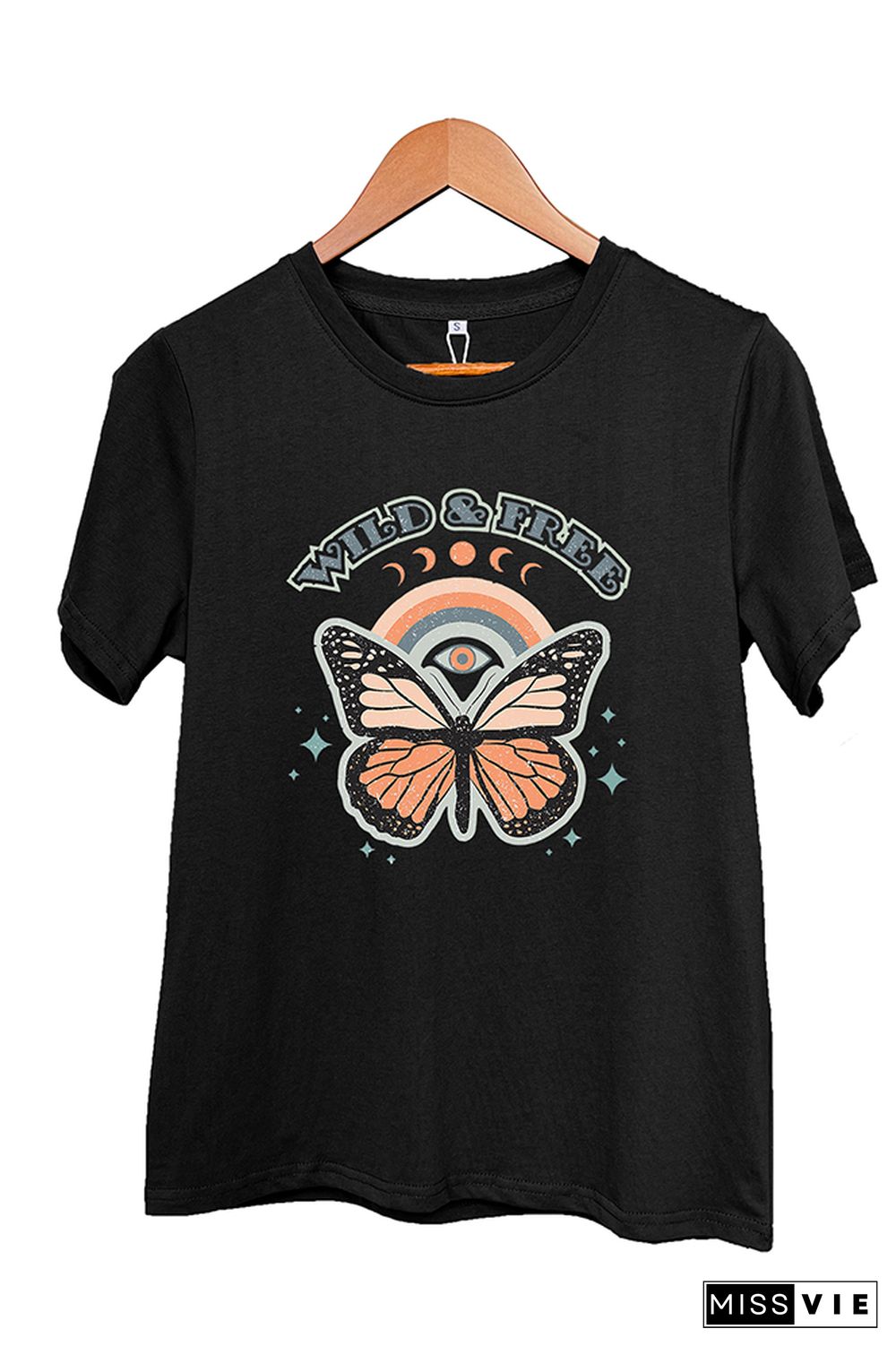 Wild and Free,Butterfly Graphic Tee Wholesale