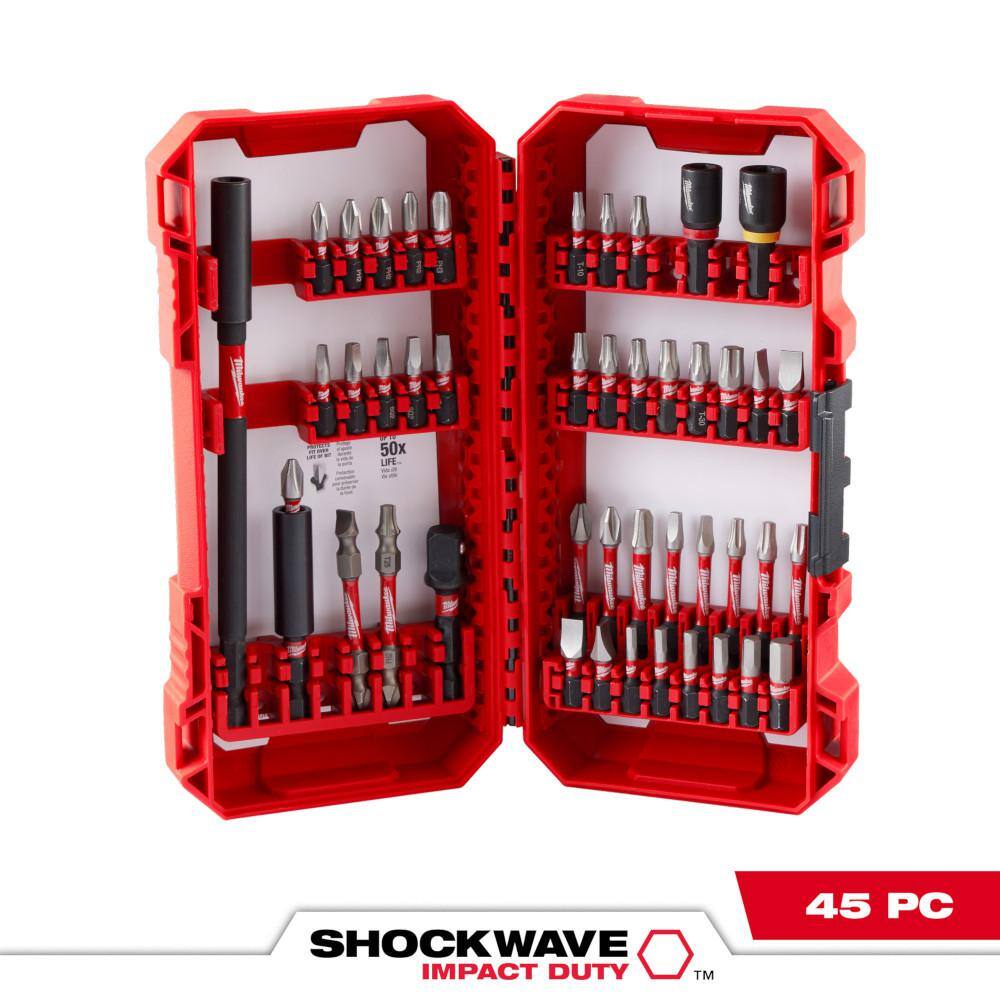 MW SHOCKWAVE Impact Duty Alloy Steel Screw Driver Bit Set (45-Piece) 48-32-4023