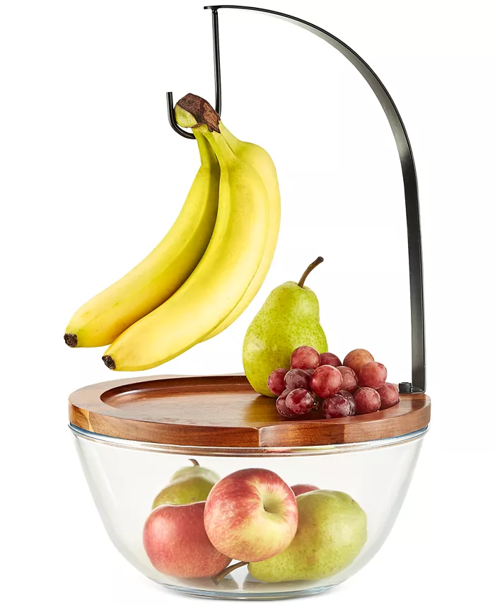 The Cellar Wood and Glass Fruit Bowl with Banana Hook