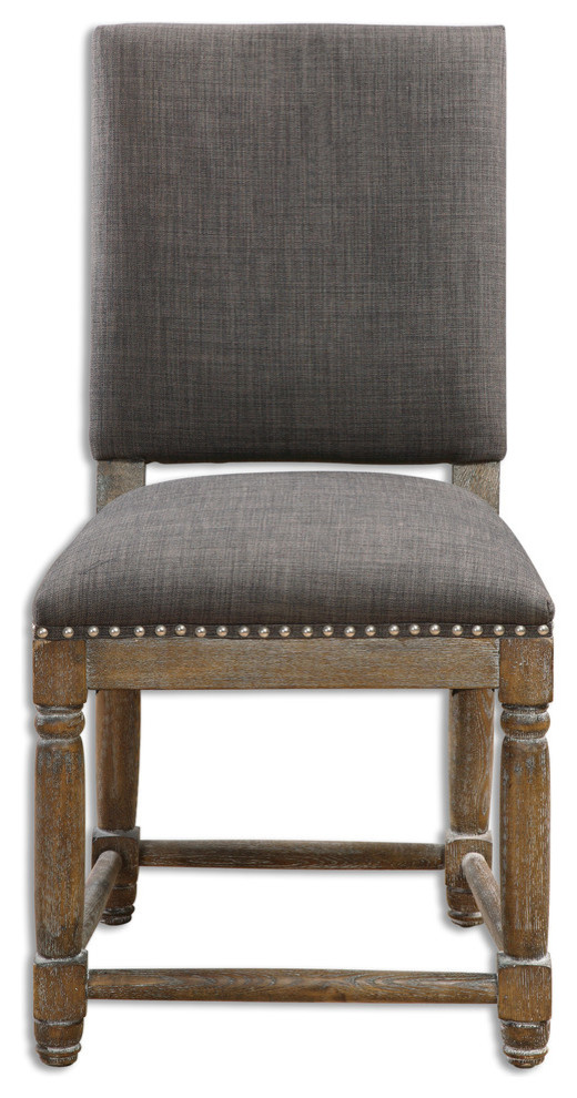 Gray Wood Comfortable Side Chair   French Country   Dining Chairs   by My Swanky Home  Houzz