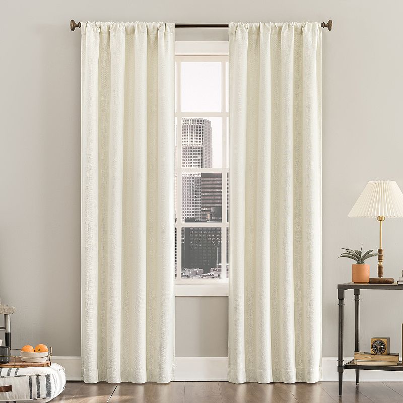 Sun Zero Brimfield Solid Blackout Rod Pocket Set of Two Window Curtain Panels