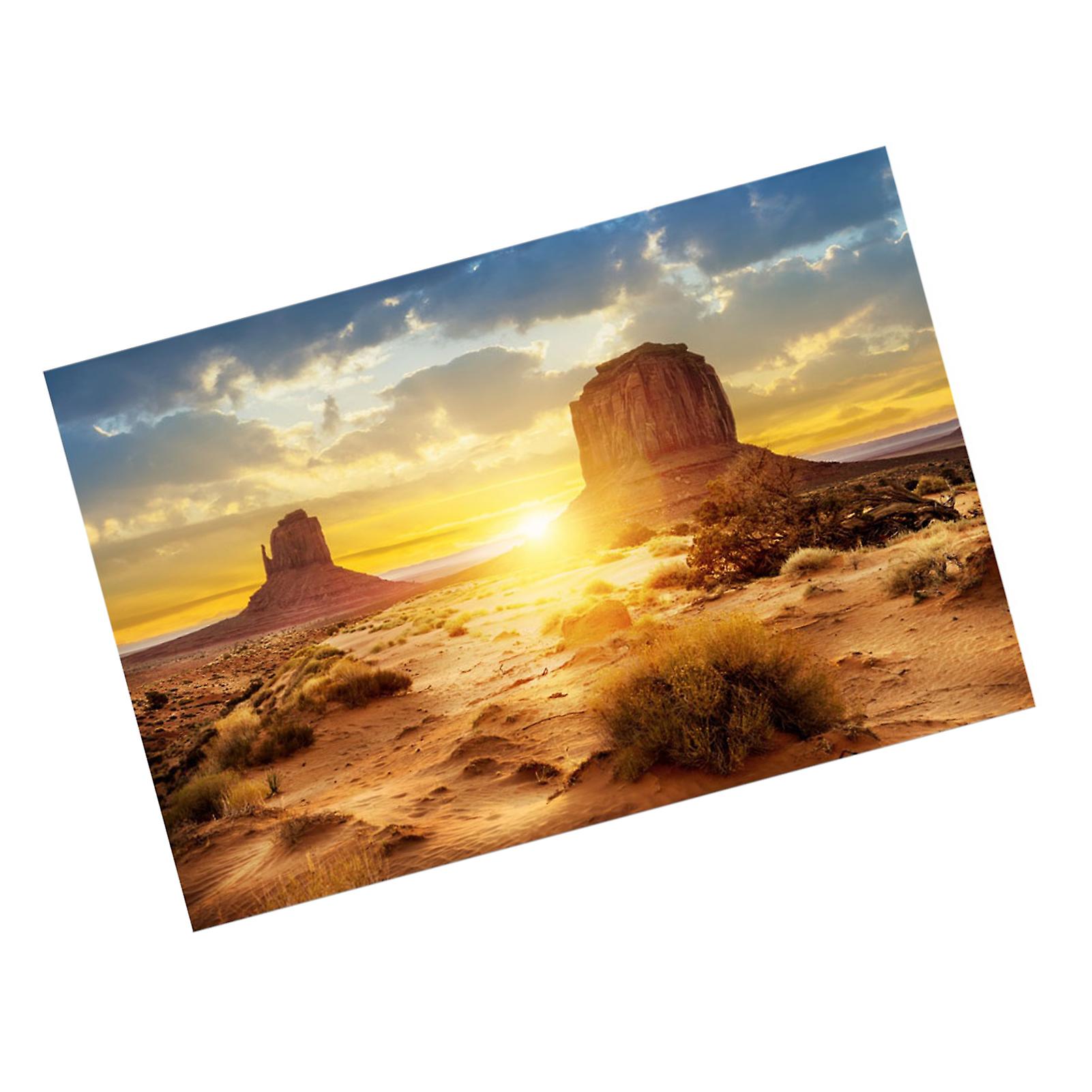 Sun And Desert Style Aquarium Fish Tank Background Poster Pvc Adhesive Decor Paper (122*46cm)