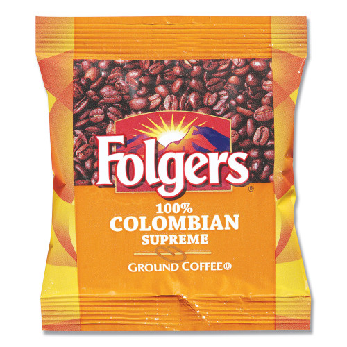 Folgers Coffee， 100% Colombian， Ground， 1.75oz Fraction Pack， 42/Carton (06451)